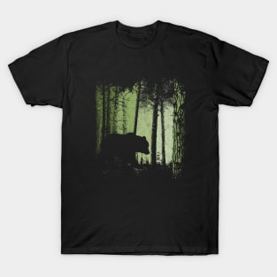 Twilight Forest Outdoor Romantic Grizzly Bear Silhouette T-Shirt